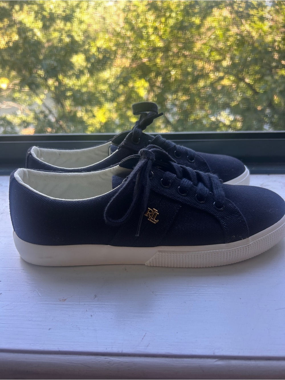 Women’s Ralph Lauren Navy Canvas Low-Top Sneakers